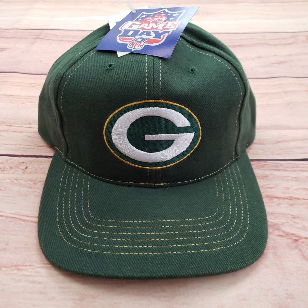 NEW Vintage Green Bay Packers‎ Hat Cap Snap Back Green NFL Football Mens 90s B7